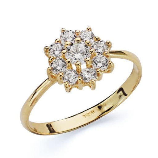 [P3485-2] 18K SORTIJA ORO AMARILLO CUAJO 9 CIRCONITAS