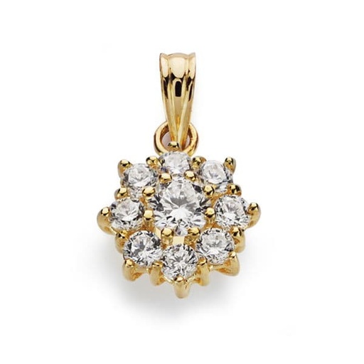 [P3485-5] 18K COLGANTE ORO AMARILLO CUAJO CIRCONITA 13X10 MM