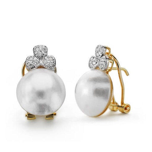 [P3497-1] 18K PENDIENTES PERLA AUSTRALIANA 12 MM