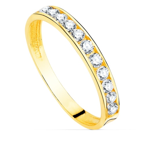 [P35000000] 18K ALIANZA ORO AMARILLO CIRCONITAS REDONDAS. ANCHO CUERPO 2.5 MM