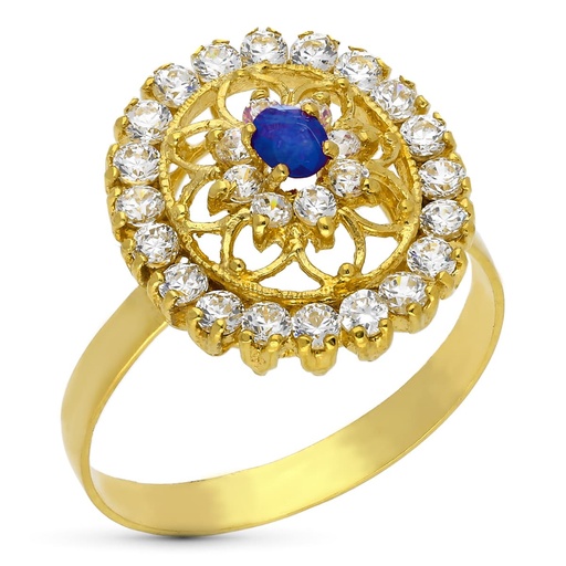 [P3535-2] 18K SORTIJA ORO AMARILLO PIEDRA Y CIRCONITAS