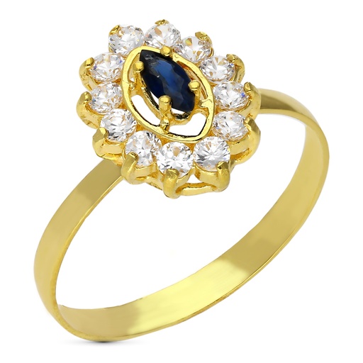[P3543-2] 18K SORTIJA ORO AMARIILO PIÑA GRANATE ZAFIRO O ESMERALDA CABEZA 13X11 MM