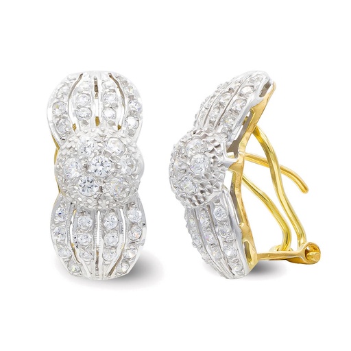 [P3591-1] 18K PENDIENTES ORO BLANCO Y CICRCONITAS