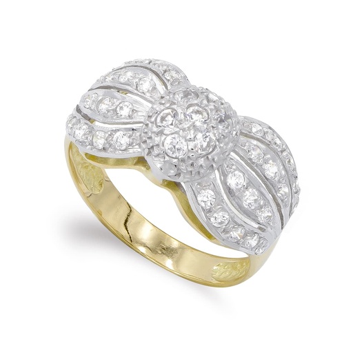 [P3591-2] 18K SORTIJA ORO BICOLOR Y CIRCONITAS