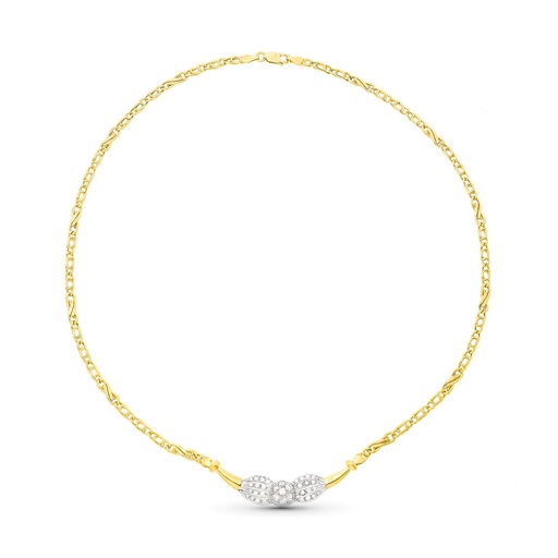 [P3591-3] 18K GARGANTILLA ORO BICOLOR MOTIVO CENTRAL CUAJO CIRCONITAS