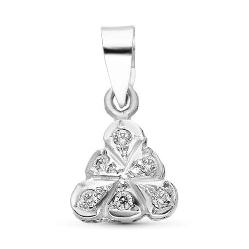 [P3624-5] 18K COLGANTE ORO BLANCO CIRCONITAS TRIANGULO 9 MM