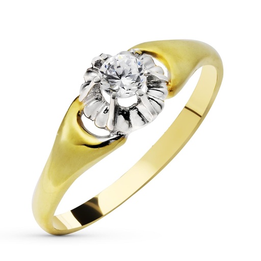 [P3633-2] 18K SORTIJA ORO BICOLOR CIRCONITA GARRA