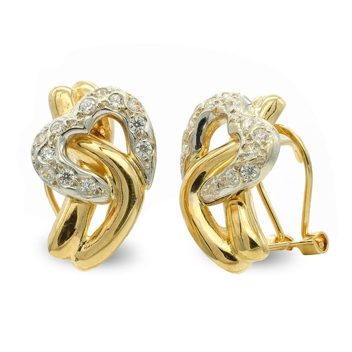 [P3654-1] 18K PENDIENTES ORO BICOLOR CIRCONITAS
