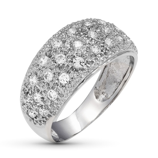 [P3715-2] 18K SORTIJA ORO BLANCO CIRCONITAS PAVE ANCHO 10 MM