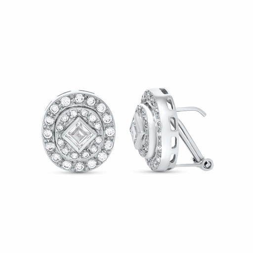 [P3769-1] 18K PENDIENTES ORO BLANCO CIRCONITAS 16X14 MM