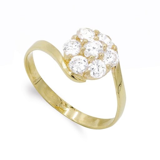 [P3773-2] 18K SORTIJA ORO AMARILLO CUAJO CIRCONITAS