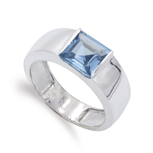 [P3774-2OBAM] 18K SORTIJA ORO BLANCO AGUAMARINA 8 MM