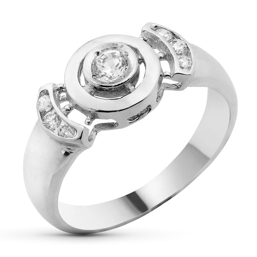 [P3778-2] 18K SORTIJA ORO BLANCO PIEDRA Y CIRCONITAS 4M M