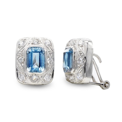 [P3823-1] 18K PENDIENTES ORO BLANCO Y PIEDRA