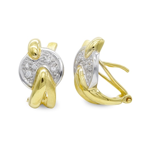 [P3892-1] 18K PENDIENTES ORO BICOLOR MATE Y BRILLO