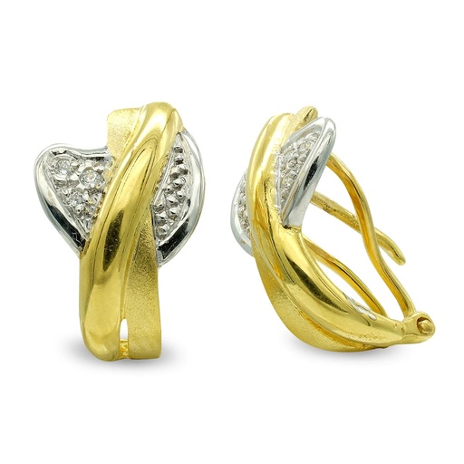 [P3893-1] 18K PENDIENTES ORO BICOLOR MATE Y BRILLO