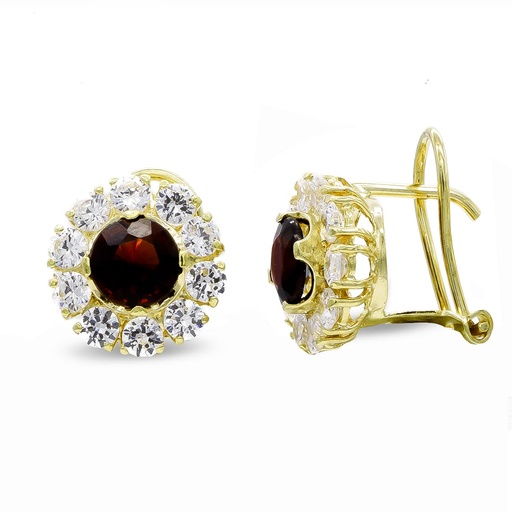 [P3927-1GR] 18K PENDIENTES ORO AMARILLO CON PIEDRA Y CIR. 11X11 MM