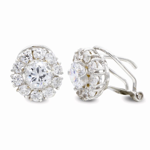 [P3927-1OB] 18K PENDIENTES ORO BLANCO CIRCONITAS OMEGA