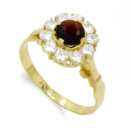 [P3927-2GR] 18K SORTIJA ORO AMARILLO PIEDRA Y CIRCONITAS