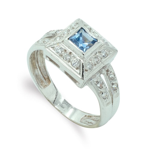 [P3934-2AM] 18K SORTIJA ORO BLANCO PIEDRA AZUL CIRONITAS 10 MM