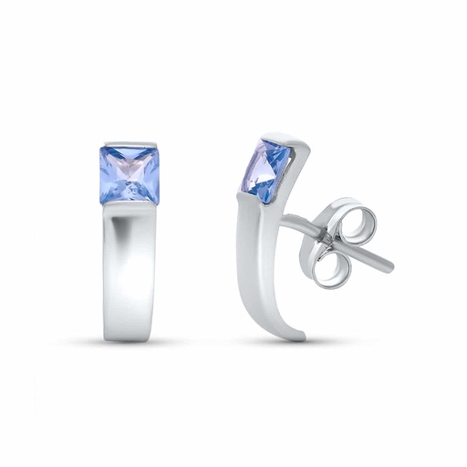 [P3937-1] 18K PENDIENTES ORO BLANCO PIEDRA PRESION. 14X4 MM