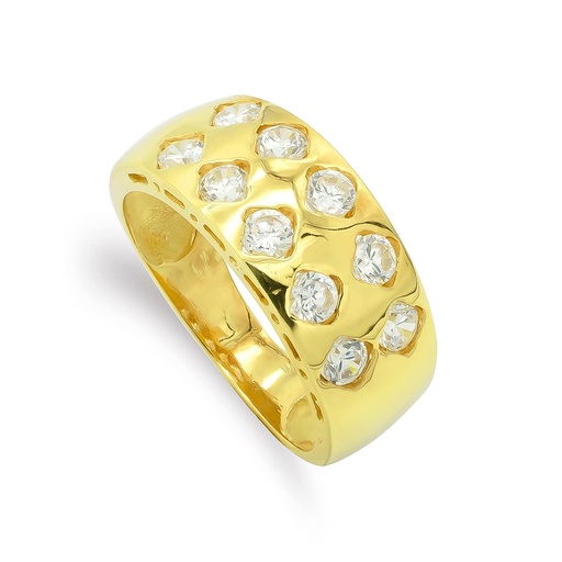 [P3958-2OA] 18K SORTIJA ORO AMARILLO CIRCONITAS ANCHO 8 MM