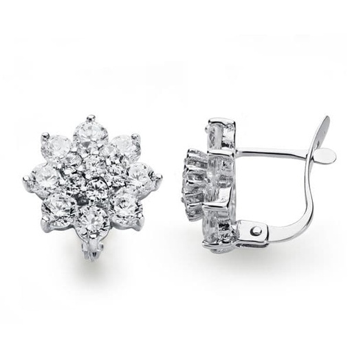 [P3961-1] 18K PENDIENTES ORO BLANCO CUAJO CATALAN 12X12 MM