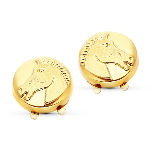[P4382-6] 18K CUBREBOTON ORO AMARILLO CABALLO 15 MM