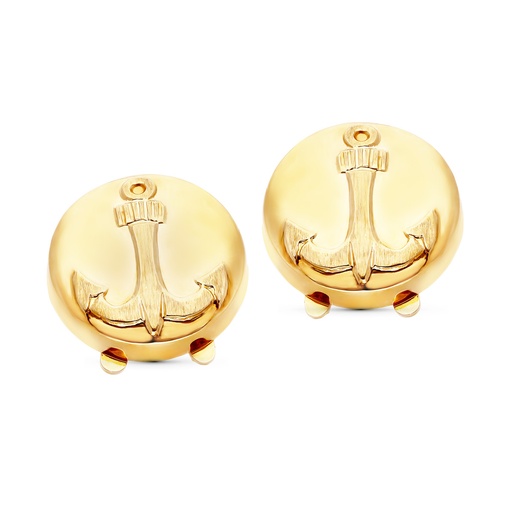 [P4385-6] 18K CUBREBOTON ORO AMARILLO ANCLA 15 MM