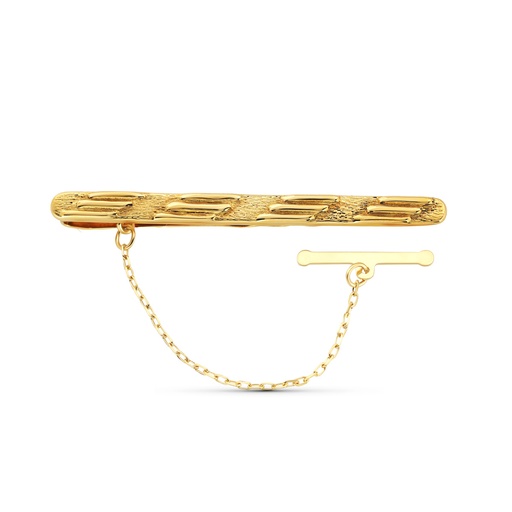[P4389-7] 18K AGUJA ORO AMARILLO MATE Y BRILLO GALLONES
