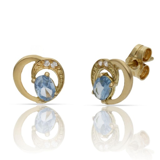 [P1329] Pendientes oro 18 kt azul + circonitas