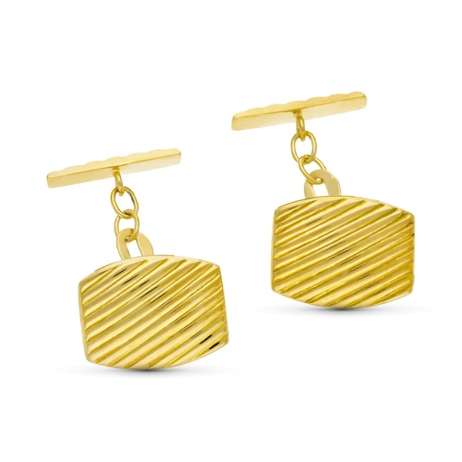 [P4489-6] 18K GEMELOS ORO AMARILLO GALLONEADOS TONEL 17X13 MM