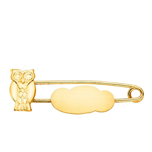 [P4539] 18K ALFILER ORO AMARILLO BUHO Y NUBE MATE 29X10 MM