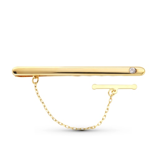 [P4569-7] 18K AGUJA ORO AMARILLO CIRCONITA 53X4 MM .