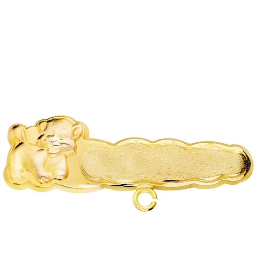 [P4609] 18K ALFILER ORO AMARILLO LEON TALLADO 28X8 MM