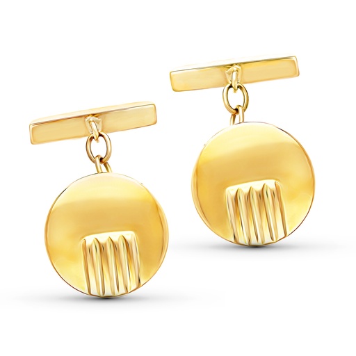 [P4615-6] 18K GEMELOS ORO AMARILLO REDONDOS GALLONES 15 MM