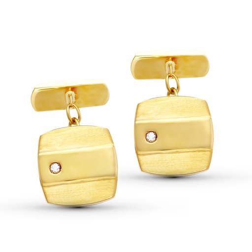 [P4649-6] 18K GEMELOS ORO AMARILLO CIRCONITA CUADRADO 15X15 MM