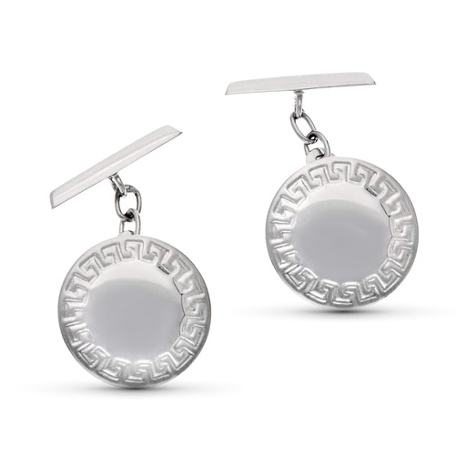 [P4658-6] 18K GEMELOS ORO BLANCO REDONDO 16 MM