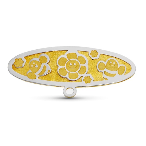 [P4666] 18K ALFILER ORO BICOLOR ABEJAS Y FLOR 28X9 MM