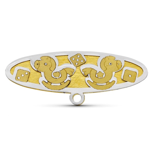 [P4668] 18K ALFILER ORO BICOLOR CABALLITOS. 28X10 MM