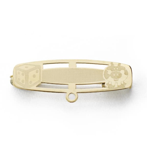[P4678] 18K ALFILER DADO Y CERDITO. 28X8 MM