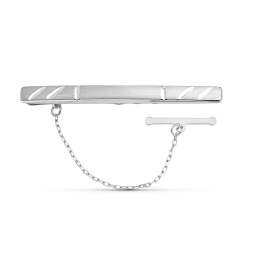 [P4713-7] 18K AGUJA ORO BLANCO MATE Y BRILLO 55X5 MM