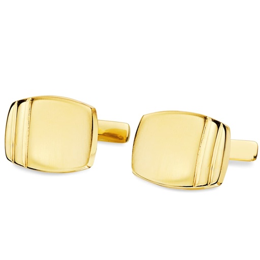 [P4746] 18K GEMELOS ORO AMARILLO TONEL MATE Y BRILLO 17X13 MM CIERRE RIGIDO OSCILANTE