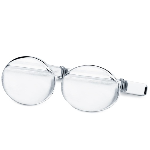 [P4758-6] 18K GEMELOS ORO BLANCO OVAL MATE Y BRILLO 18X13 MM CIERRE RIGIDO OSCILANTE
