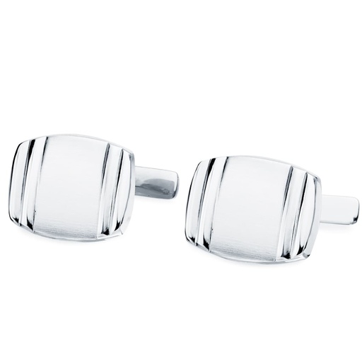 [P4759-6] 18K GEMELOS ORO BLANCO TONEL MATE Y BRILLO 17X13 MM CIERRE RIGIDO OSCILANTE