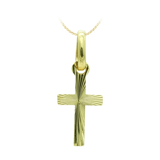 [P5177] 18K CRUZ ORO AMARILLO TALLADA 16X8 MM