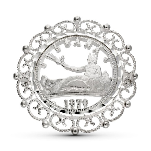 [P5184/0] 925 ALFILER PLATA SEÑORA MONEDA CALADA