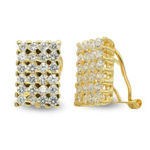 [P7050-1] 18K PENDIENTES ORO AMARILLO RECTANGULARES CON CIRCONITAS