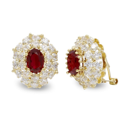 [P7075-1] 18K PENDIENTES ORO AMARILLO OVAL PIÑA CIRCONITAS