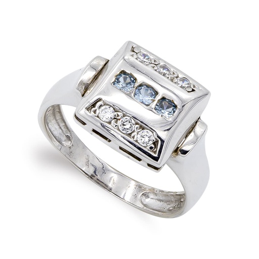 [P7090-2] 18K SORTIJA ORO BLANCO Y CIRCONITAS